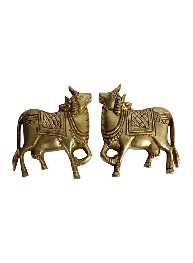 كارتيك زوج بقرة من النحاس Kartique Kamdhenu للتعليق على الحائط Vastu Gau MATA Idol ارتفاع 4 بوصة - Image 1